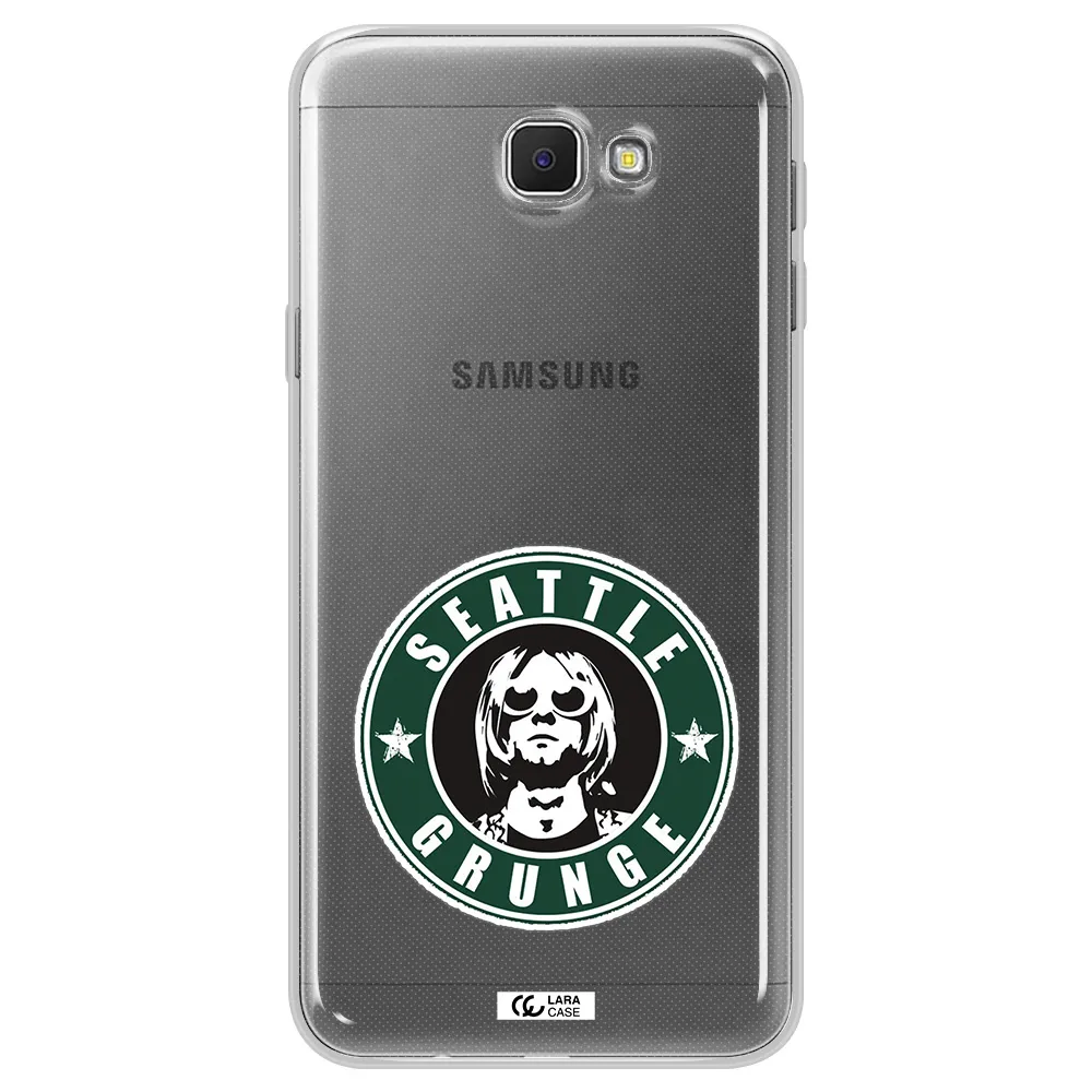 a logo with a man wearing sunglasses Samsung J5 Prime Clear TPU Case