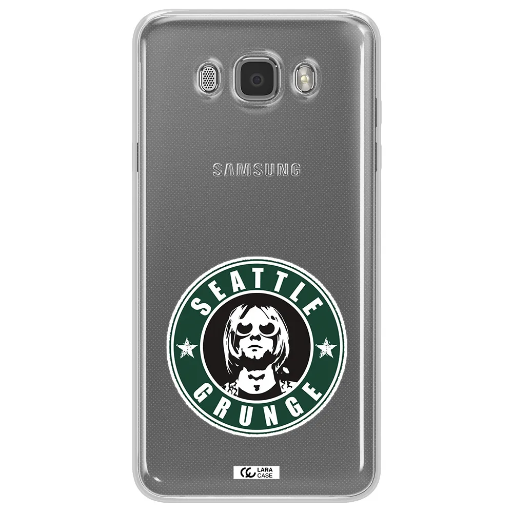 a logo with a man wearing sunglasses Samsung J7 2016 Clear TPU Case