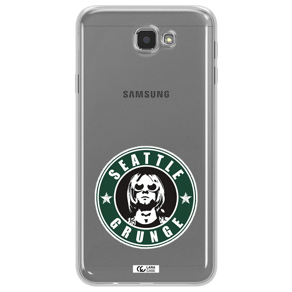 a logo with a man wearing sunglasses Samsung J7 Prim Clear TPU Case