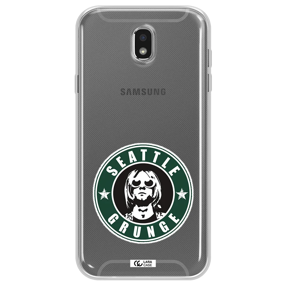 a logo with a man wearing sunglasses Samsung J7 Pro Clear TPU Case