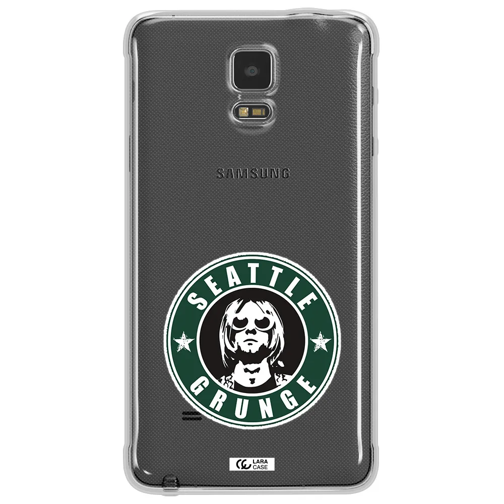 a logo with a man wearing sunglasses Samsung Note 4 Clear TPU Case