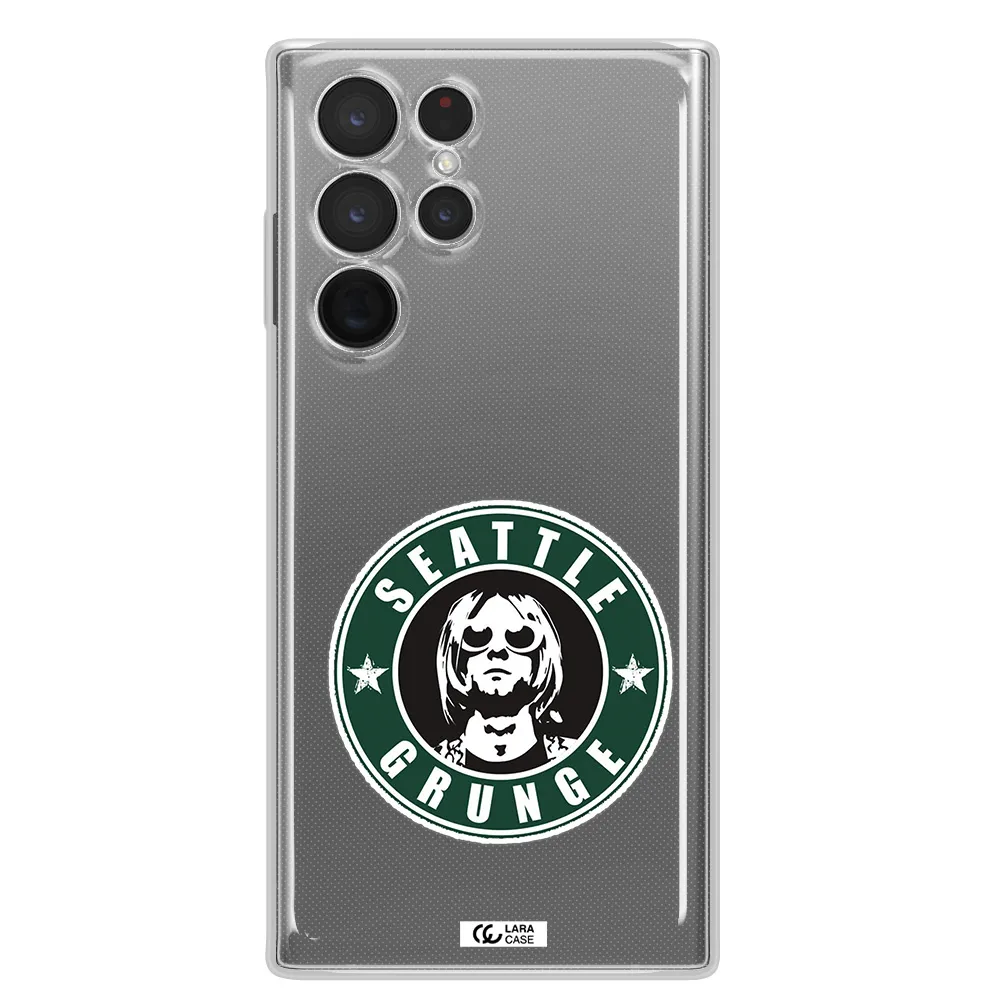 a logo with a man wearing sunglasses Samsung S 22 Ultra Clear TPU Case