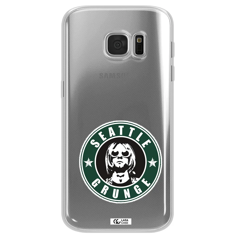 a logo with a man wearing sunglasses Samsung S 7 Clear TPU Case