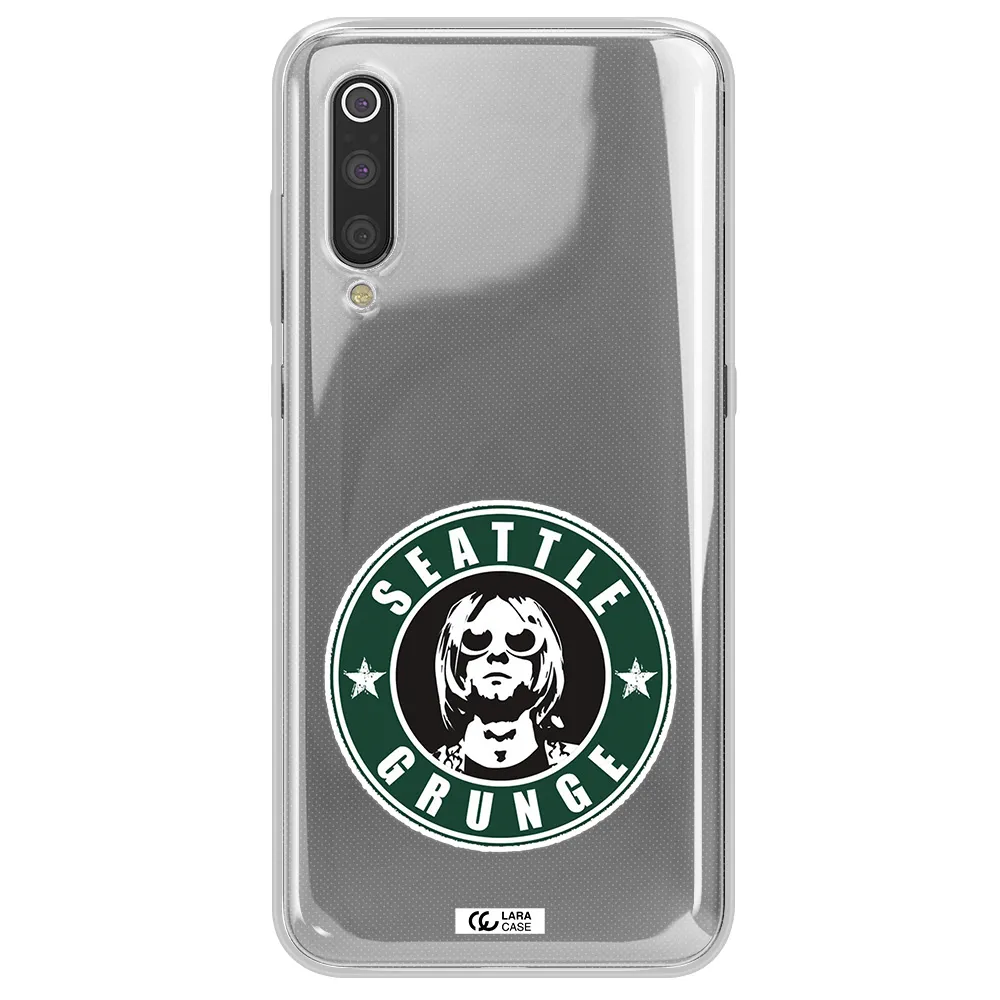 a logo with a man wearing sunglasses Xiaomi Mi 9 Clear TPU Case