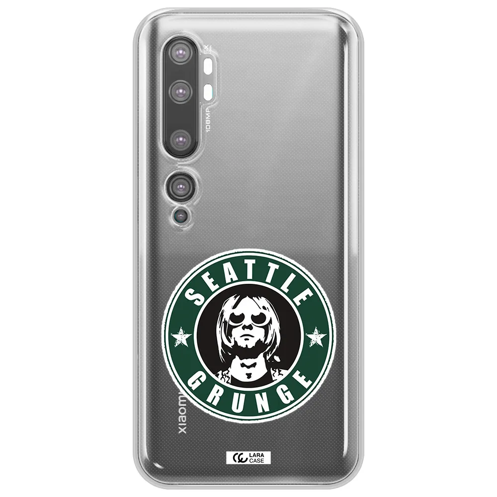 a logo with a man wearing sunglasses Xiaomi Mi Note 10 Clear TPU Case