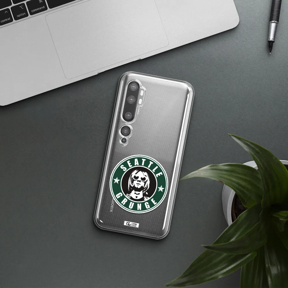 a logo with a man wearing sunglasses Xiaomi Mi Note 10 Clear TPU Case