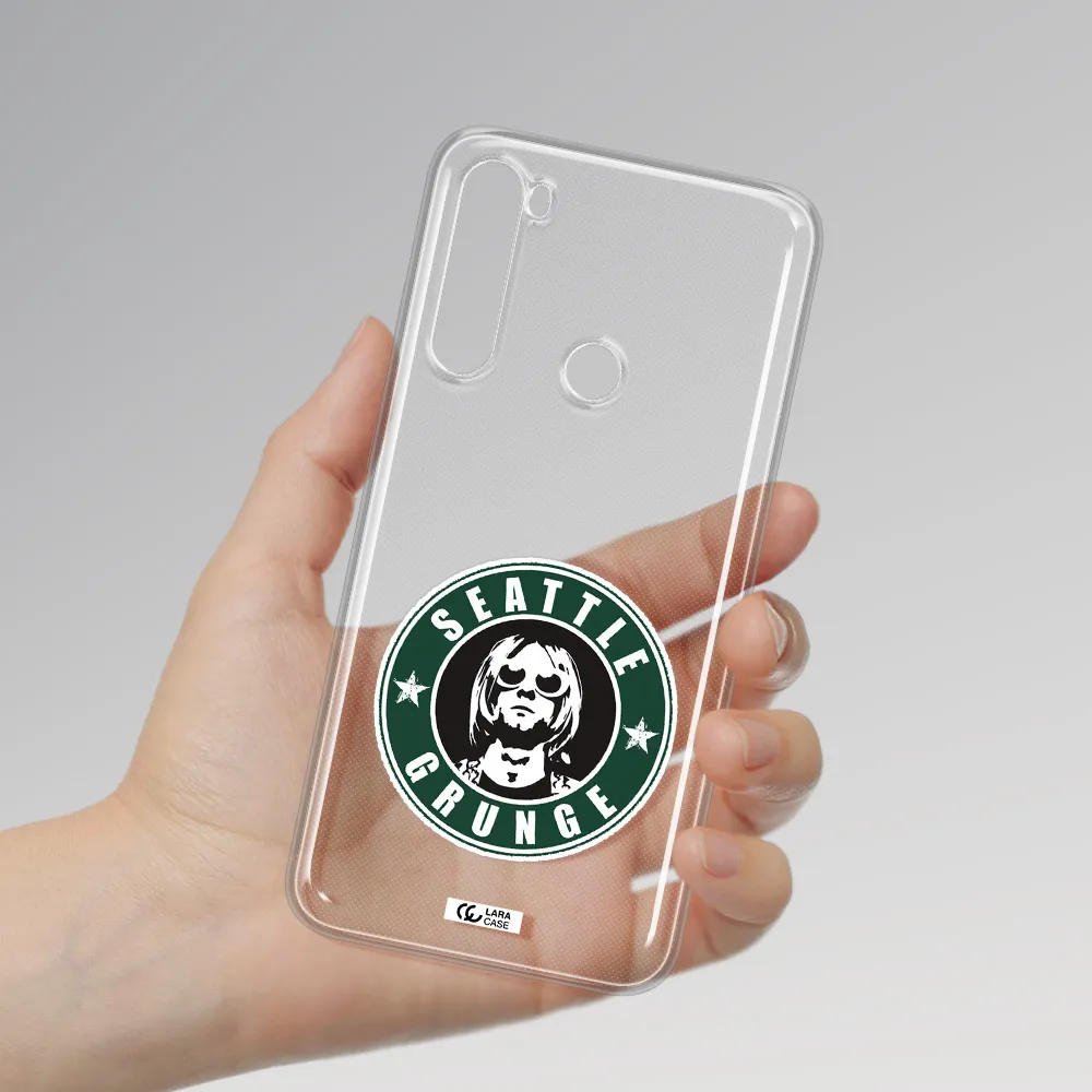 a logo with a man wearing sunglasses Xiaomi Note 8 Clear TPU Case