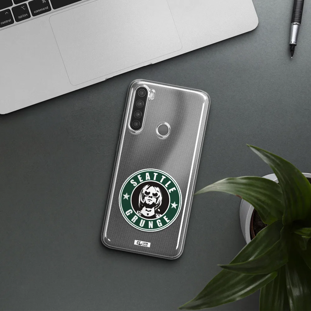 a logo with a man wearing sunglasses Xiaomi Note 8 Clear TPU Case