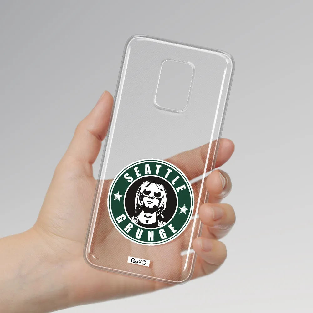 a logo with a man wearing sunglasses Xiaomi Note 9S Clear TPU Case