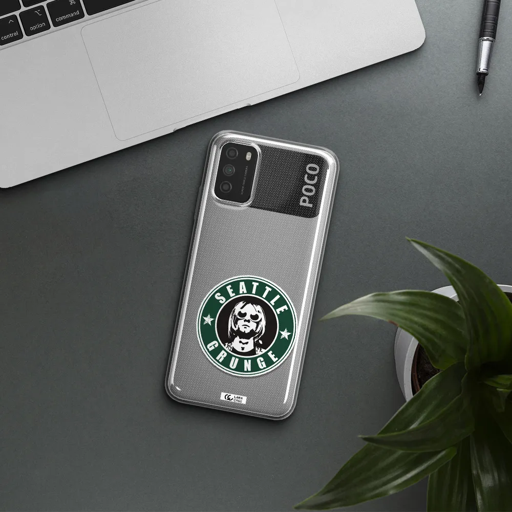 a logo with a man wearing sunglasses Xiaomi Poco M3 Clear TPU Case