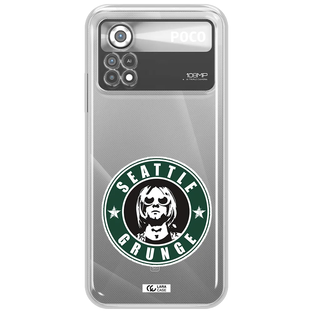 a logo with a man wearing sunglasses Xiaomi Poco X4 Pro Clear TPU Case