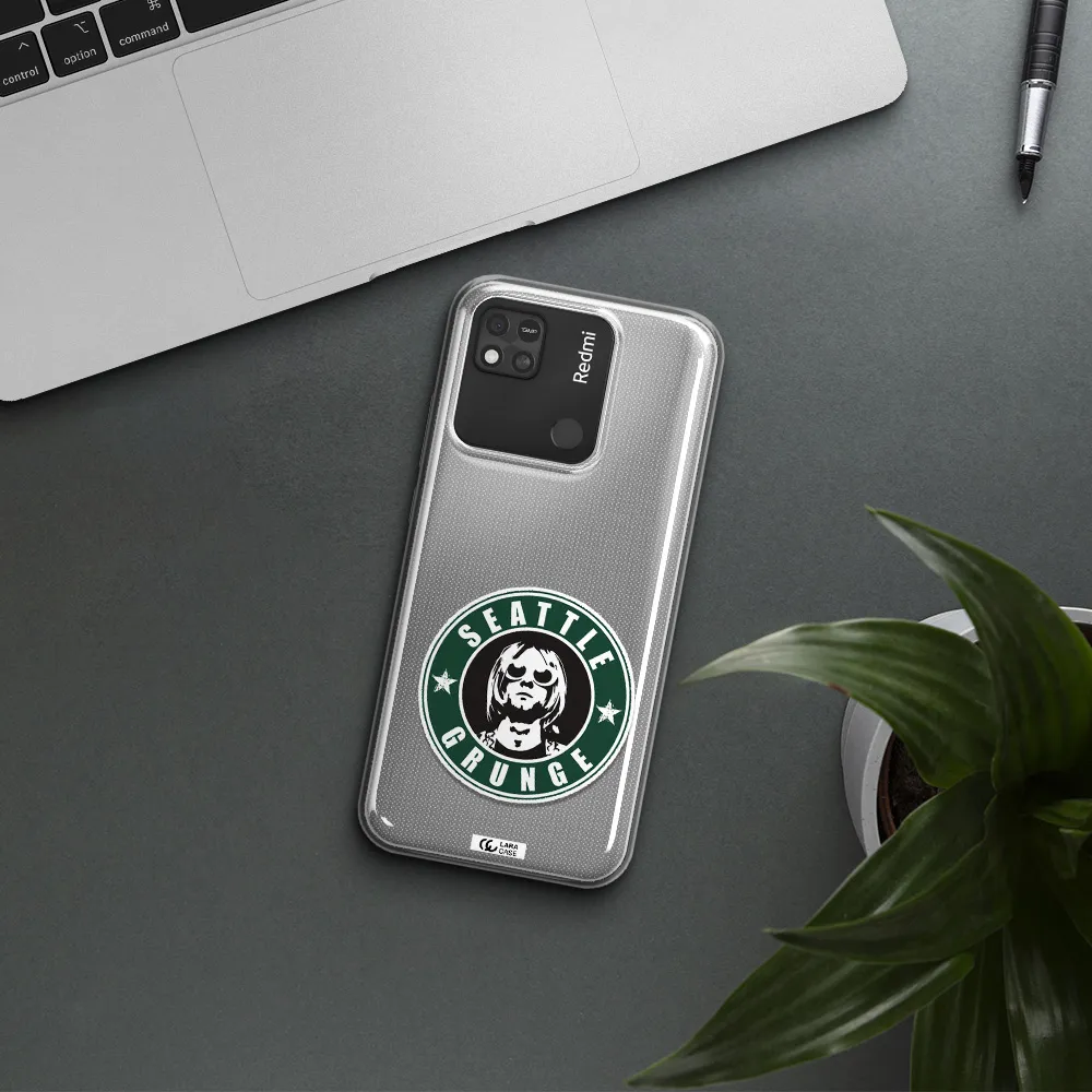 a logo with a man wearing sunglasses Xiaomi Redmi 10A Clear TPU Case