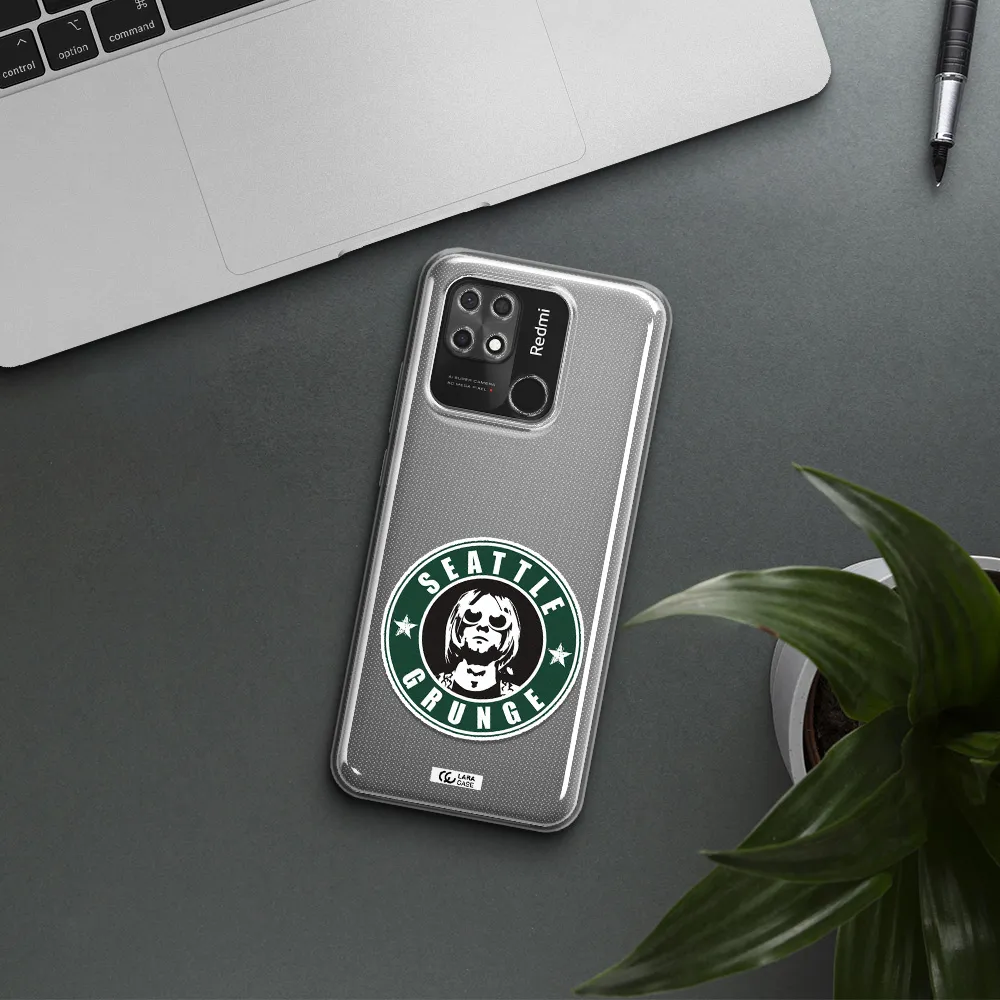 a logo with a man wearing sunglasses Xiaomi Redmi 10C Clear TPU Case