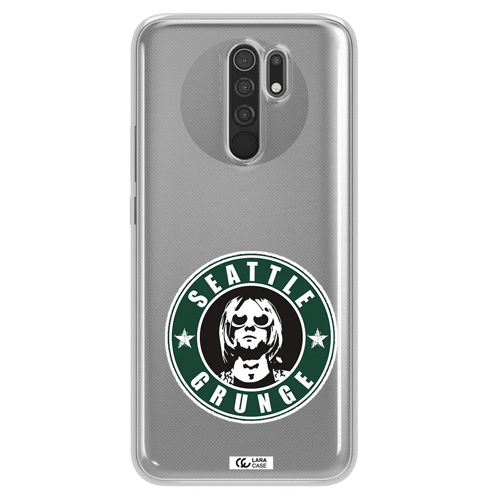 a logo with a man wearing sunglasses Xiaomi Redmi 9 Clear TPU Case