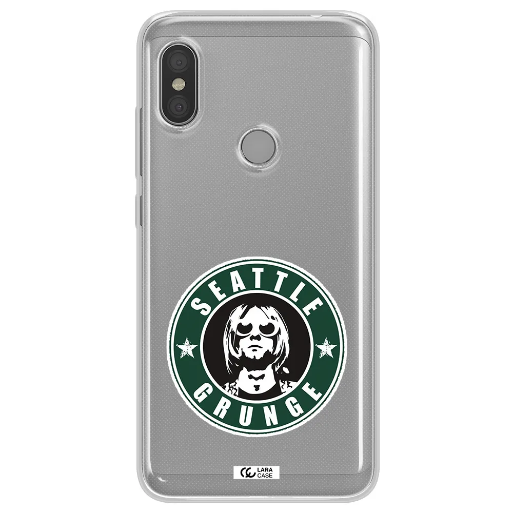 a logo with a man wearing sunglasses Xiaomi Redmi Note 6 Pro Clear TPU Case