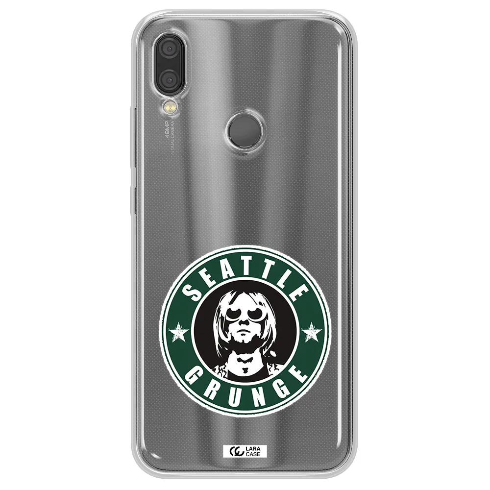 a logo with a man wearing sunglasses Xiaomi Redmi Note 7 Clear TPU Case