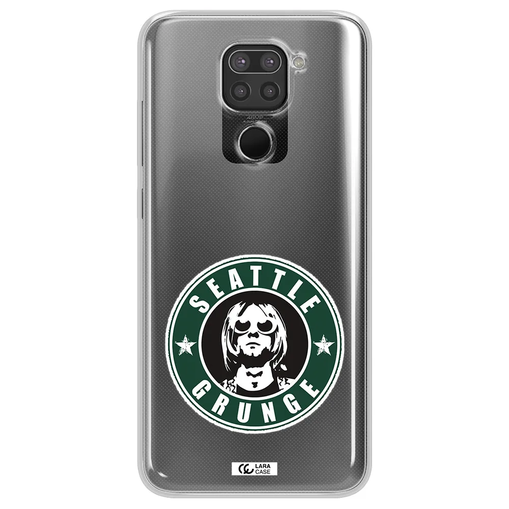 a logo with a man wearing sunglasses Xiaomi Redmi Note 9 Clear TPU Case