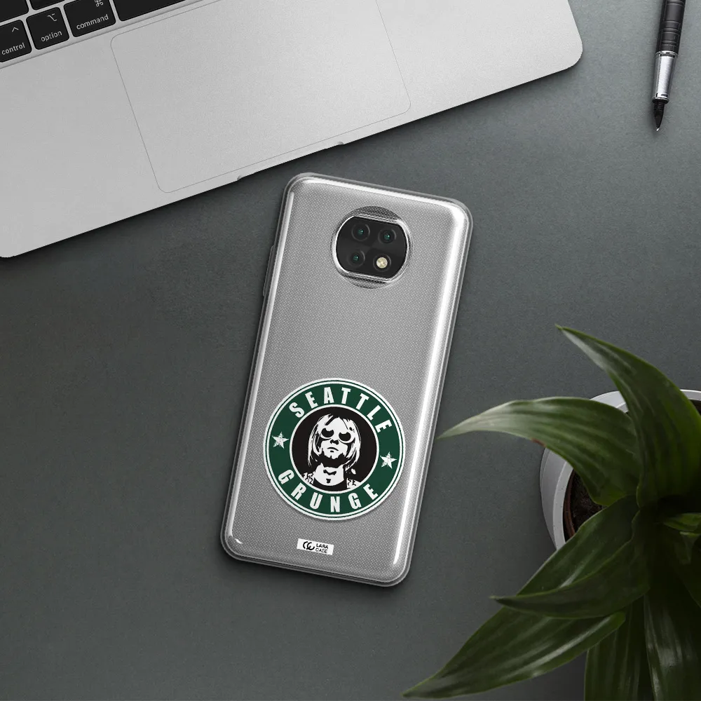 A Logo With A Man Wearing Sunglasses Xiaomi Redmi Note 9T Clear Tpu Case