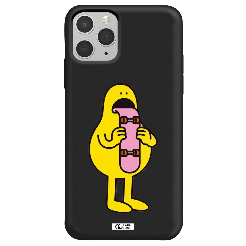 a cartoon character holding a skateboard Apple iPhone 11 pro max Silicone black Case