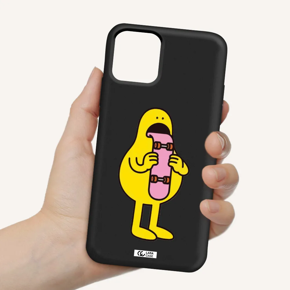 a cartoon character holding a skateboard Apple iPhone 11 pro max Silicone black Case
