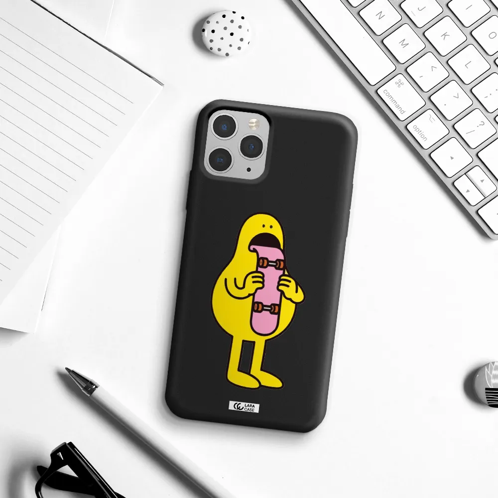 a cartoon character holding a skateboard Apple iPhone 11 pro Silicone black Case