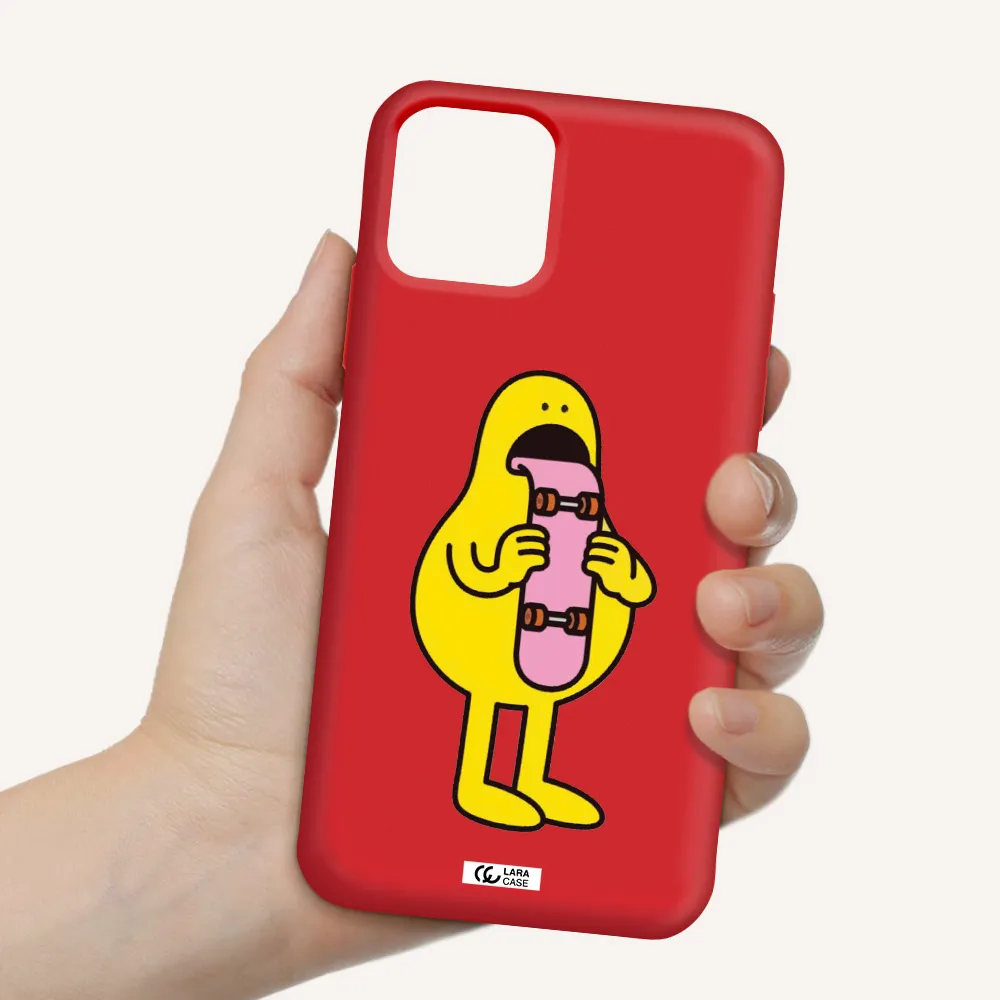 a cartoon character holding a skateboard Apple iPhone 11 pro Silicone Imperial Red Case