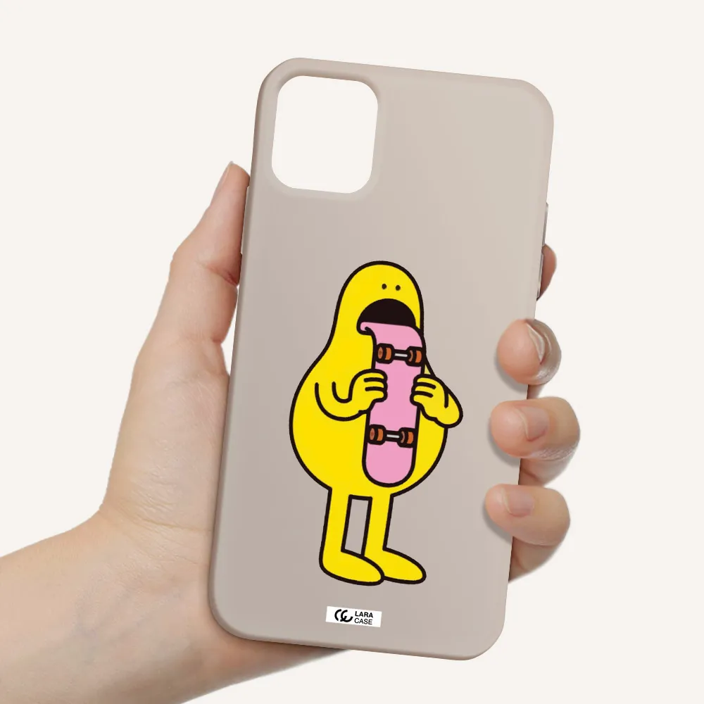 a cartoon character holding a skateboard Apple iPhone 11 Silicone Stone Case