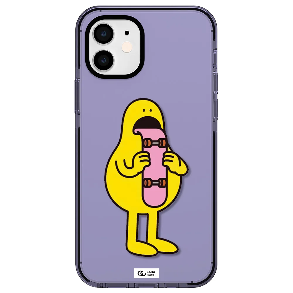 a cartoon character holding a skateboard Apple iPhone 12 impact Lilac Case