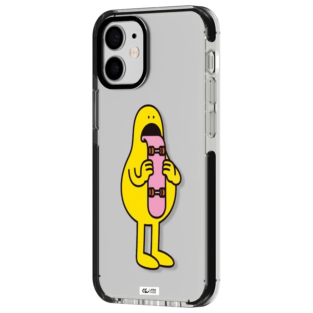 a cartoon character holding a skateboard Apple iPhone 12 mini impact black border Case