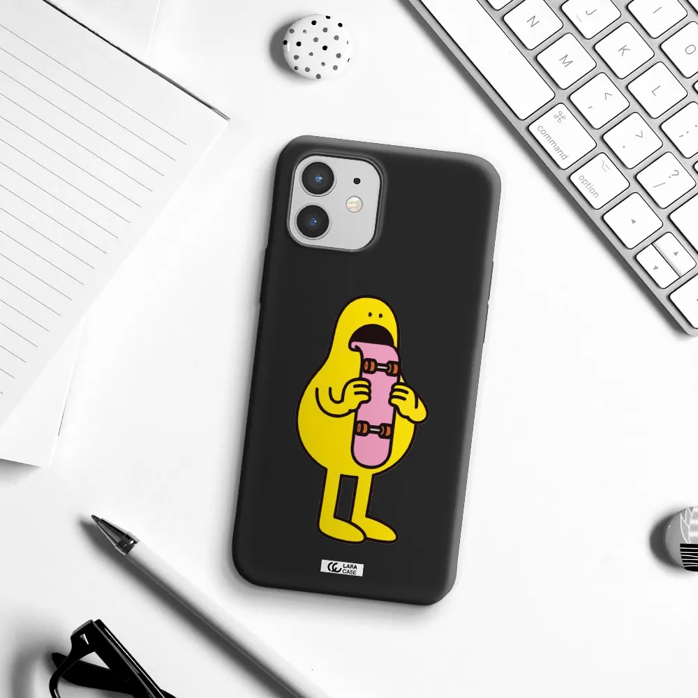 a cartoon character holding a skateboard Apple iPhone 12 mini Silicone black Case