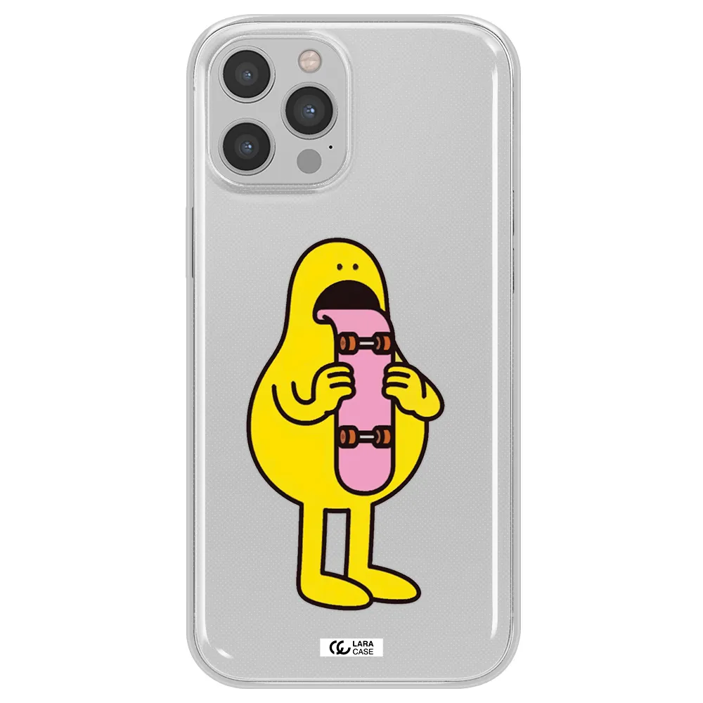 a cartoon character holding a skateboard Apple iPhone 12 pro Clear TPU Case