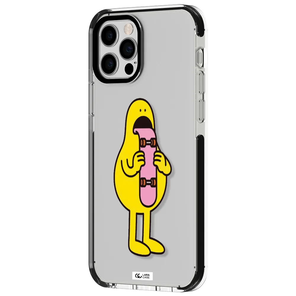 a cartoon character holding a skateboard Apple iPhone 12 pro impact black border Case
