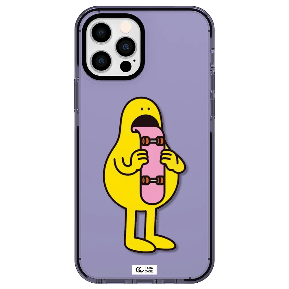 a cartoon character holding a skateboard Apple iPhone 12 pro impact Lilac Case