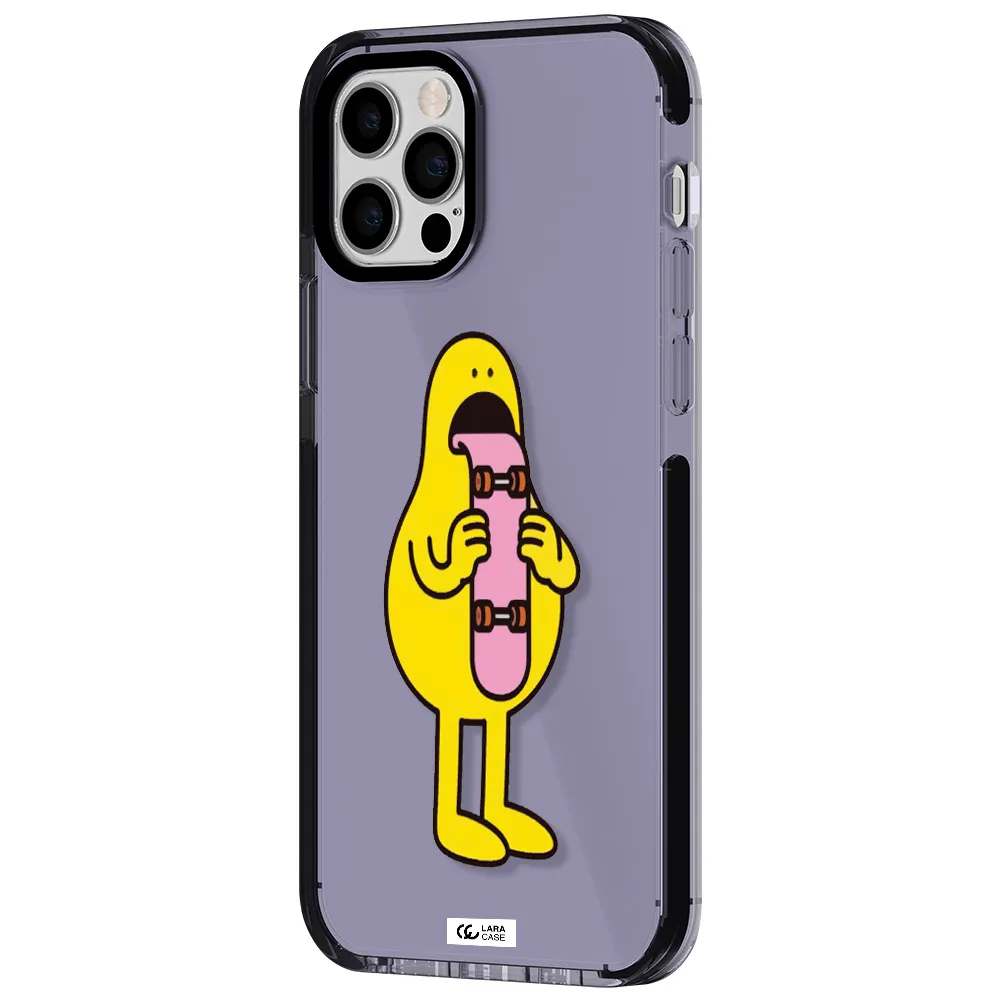 a cartoon character holding a skateboard Apple iPhone 12 pro impact Lilac Case