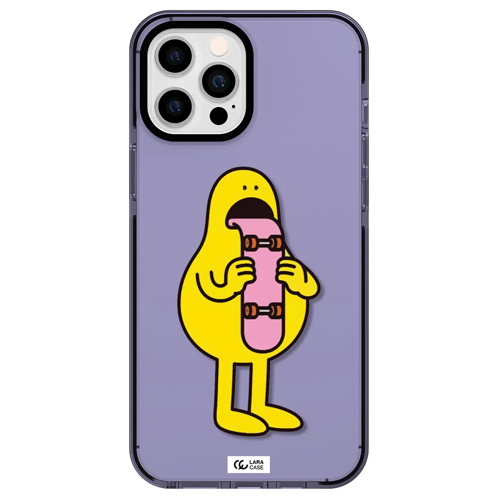 a cartoon character holding a skateboard Apple iPhone 12 pro max impact Lilac Case