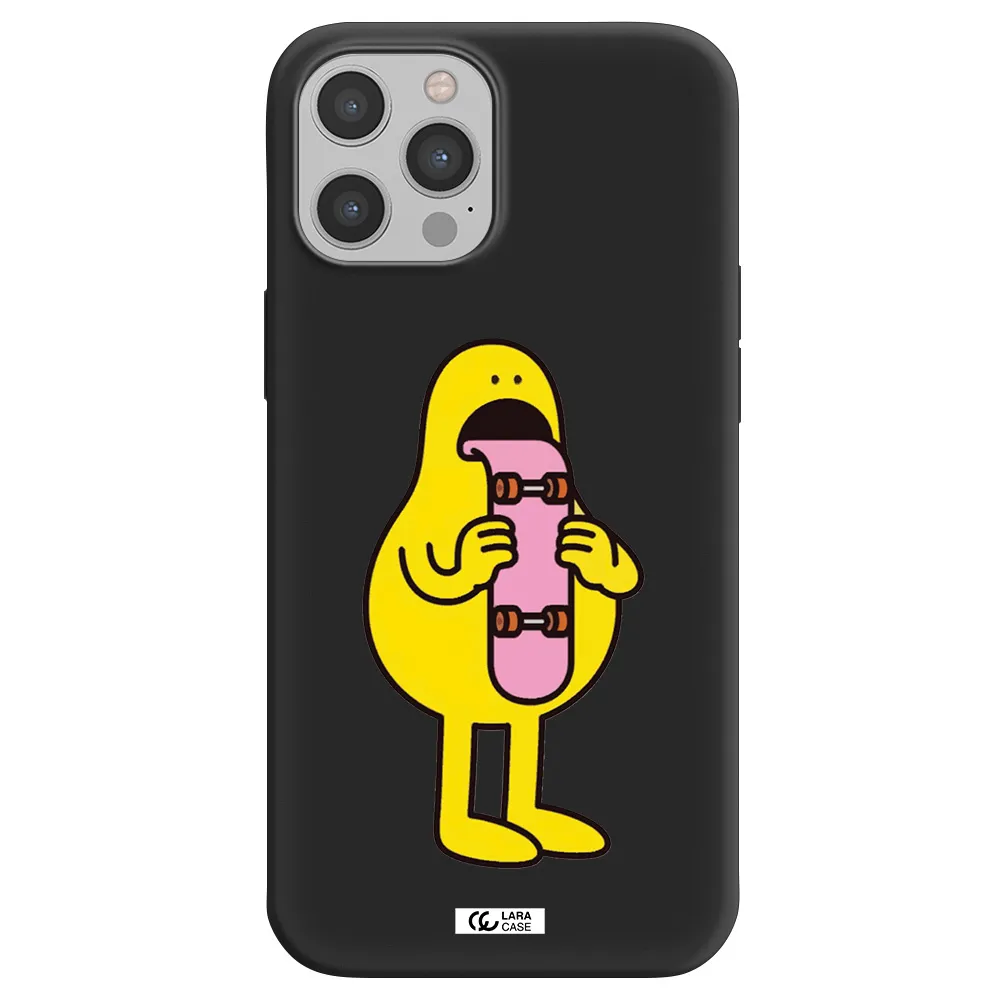 a cartoon character holding a skateboard Apple iPhone 12 pro Silicone black Case