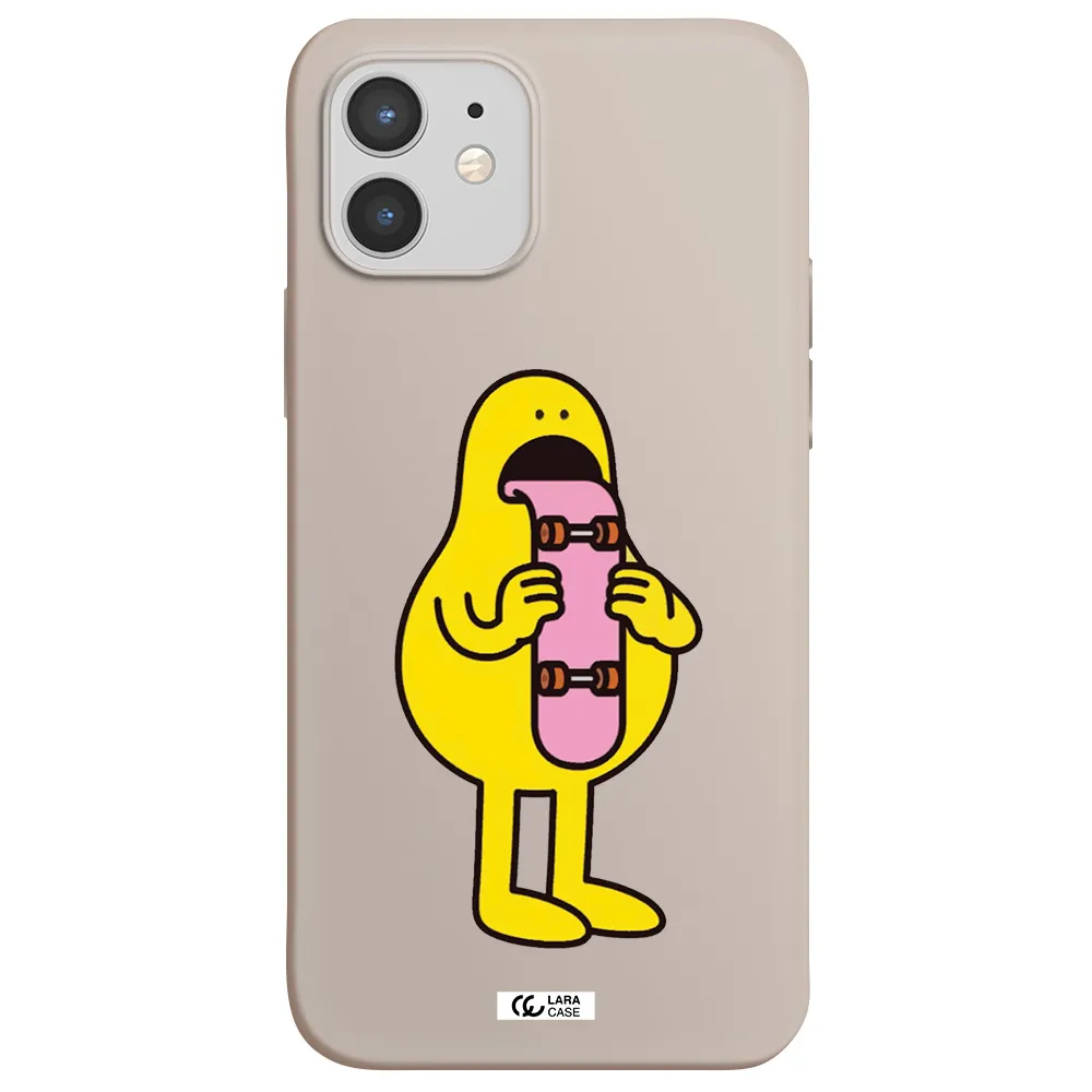 a cartoon character holding a skateboard Apple iPhone 12 Silicone Stone Case