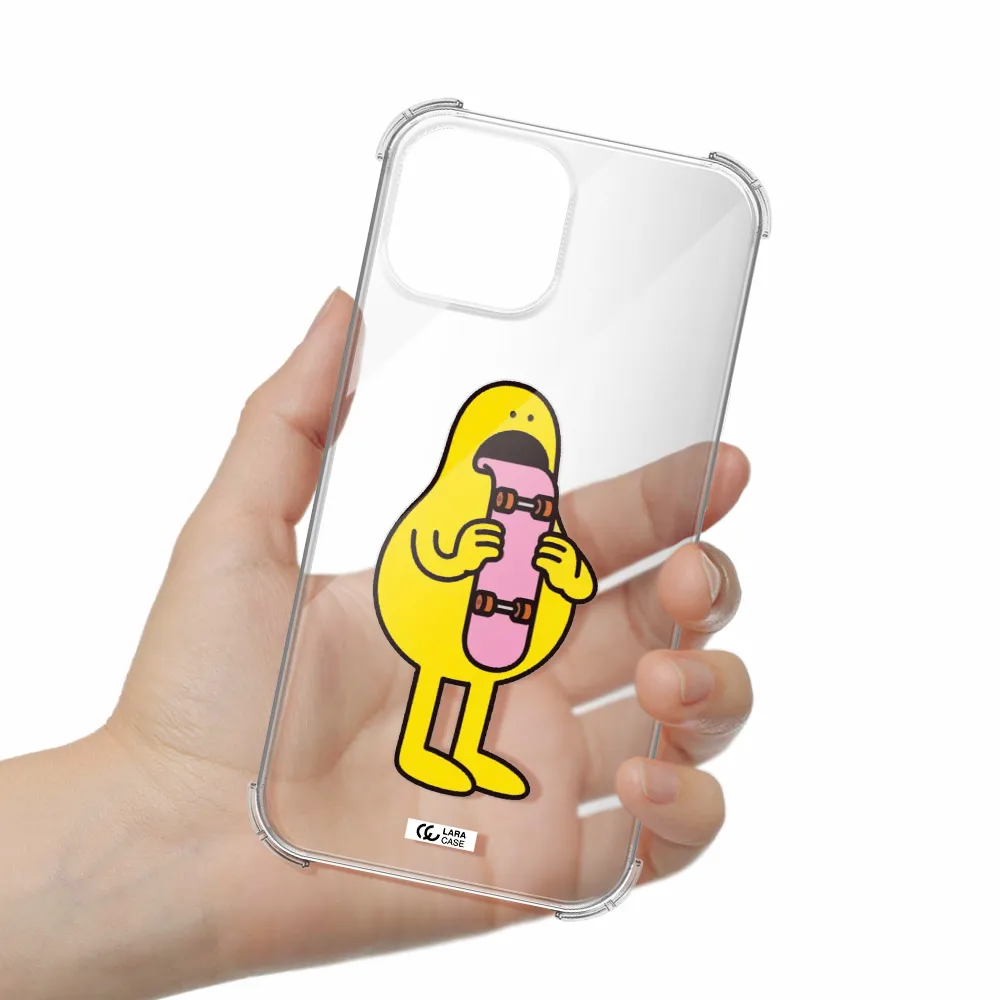 a cartoon character holding a skateboard Apple iPhone 13 Clear PC Case
