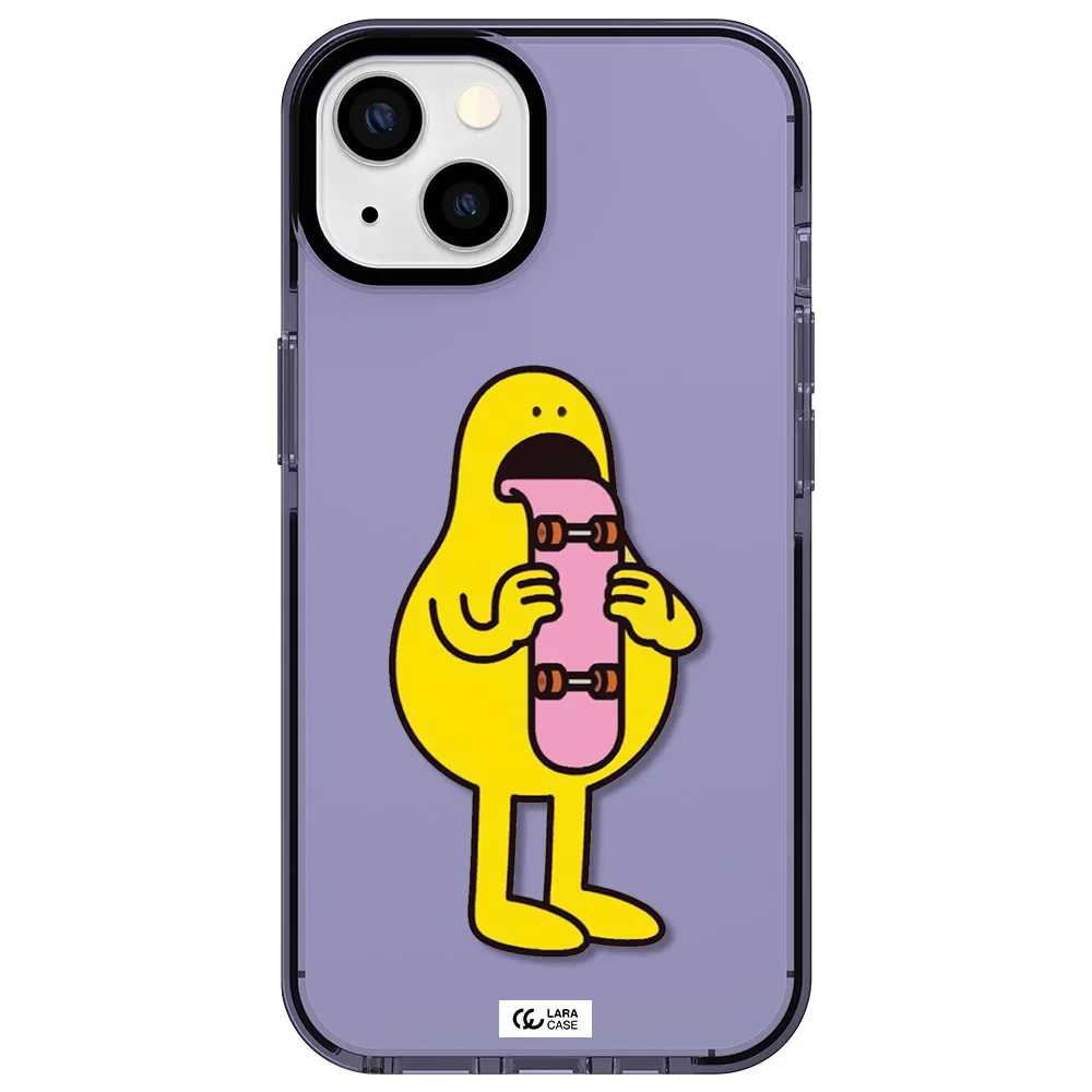 a cartoon character holding a skateboard Apple iPhone 13 impact Lilac Case