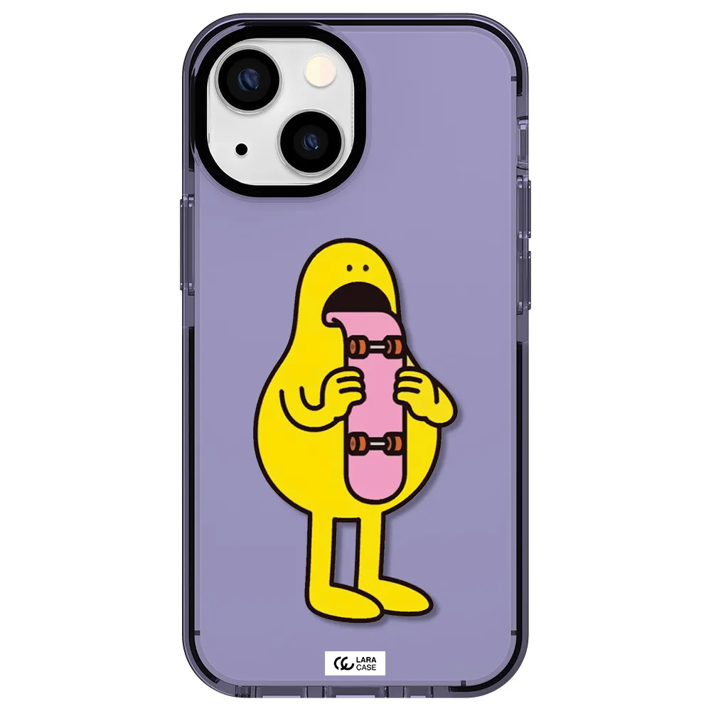a cartoon character holding a skateboard Apple iPhone 13 mini impact Lilac Case