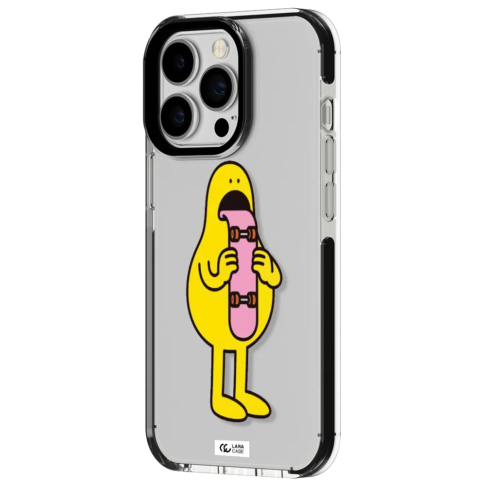 a cartoon character holding a skateboard Apple iPhone 13 Pro impact black border Case