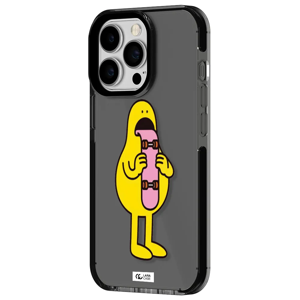 a cartoon character holding a skateboard Apple iPhone 13 Pro impact Smoke Black Case