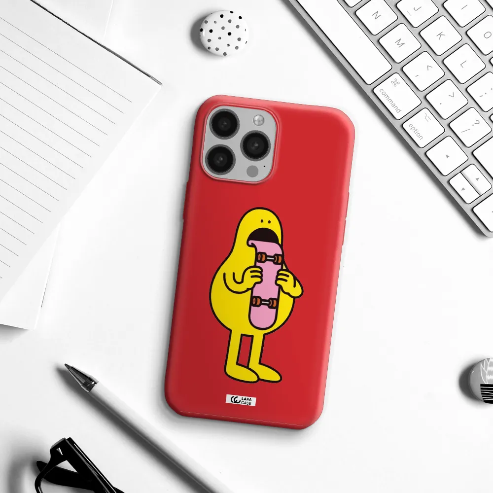 a cartoon character holding a skateboard Apple iPhone 13 Pro Max Silicone Imperial Red Case