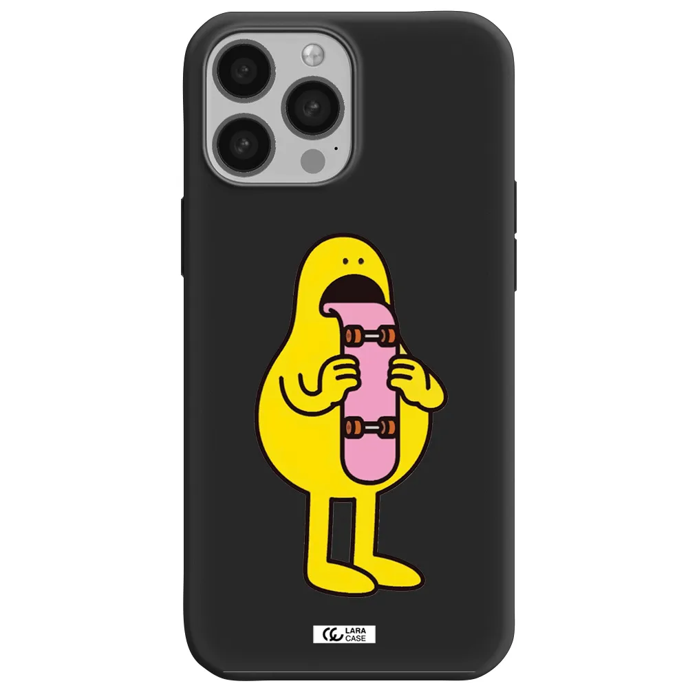 a cartoon character holding a skateboard Apple iPhone 13 Pro Silicone black Case