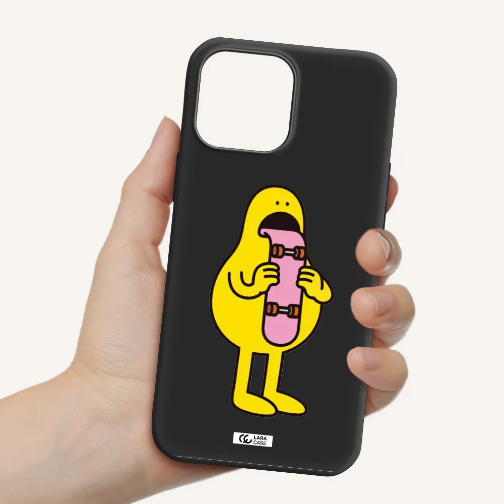 a cartoon character holding a skateboard Apple iPhone 13 Pro Silicone black Case