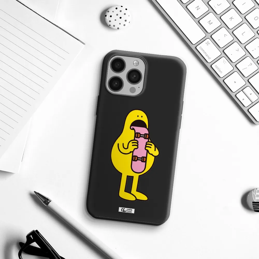 a cartoon character holding a skateboard Apple iPhone 13 Pro Silicone black Case
