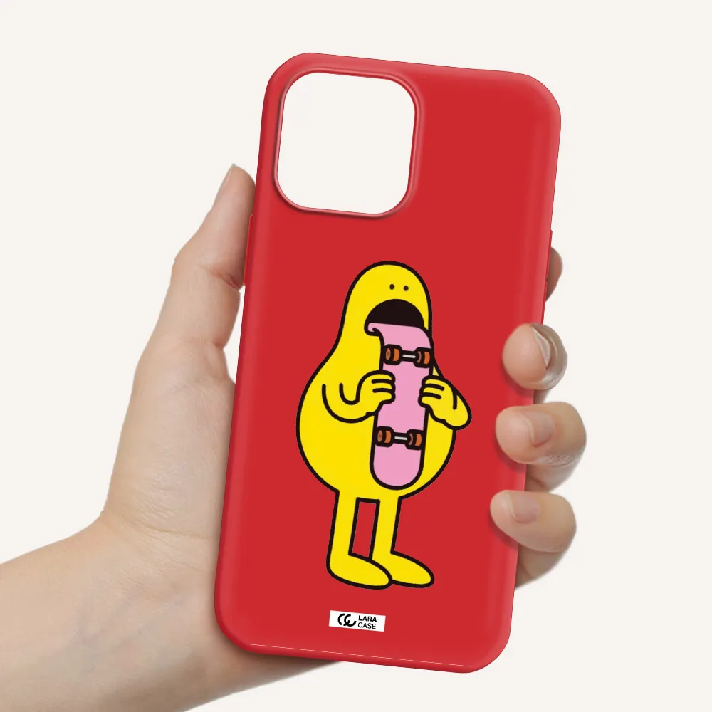 a cartoon character holding a skateboard Apple iPhone 13 Pro Silicone Imperial Red Case