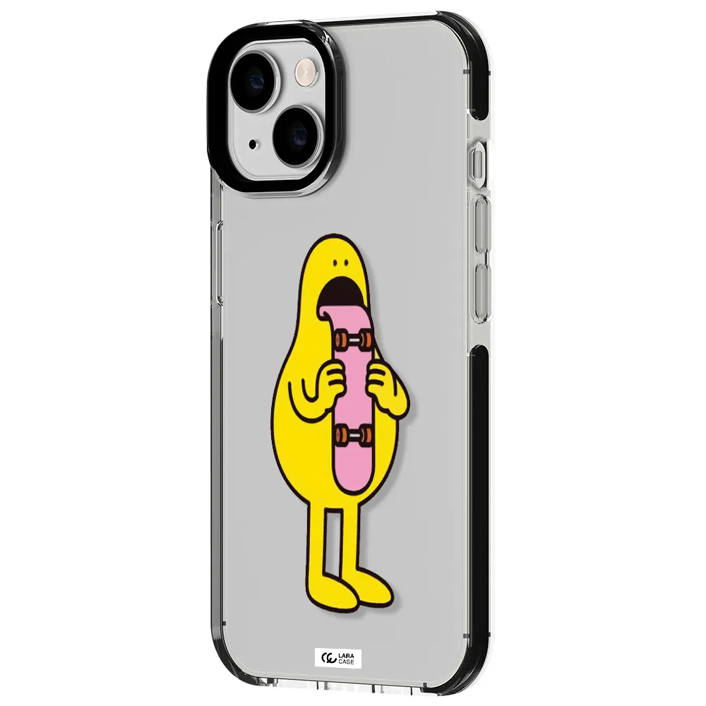 a cartoon character holding a skateboard Apple iPhone 14 impact black border Case