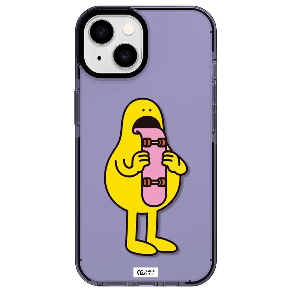 a cartoon character holding a skateboard Apple iPhone 14 impact Lilac Case