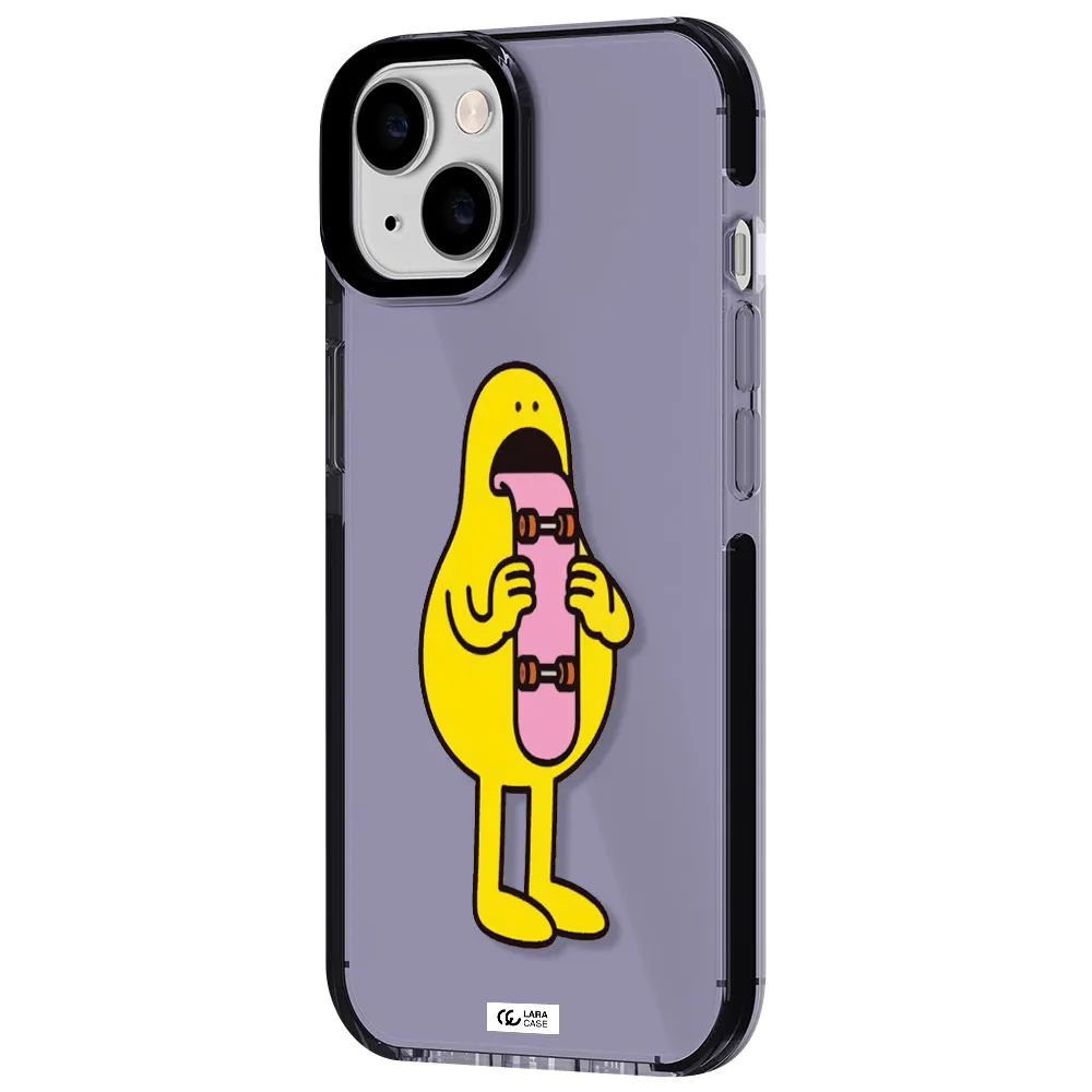 a cartoon character holding a skateboard Apple iPhone 14 impact Lilac Case